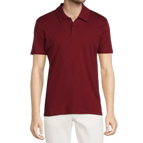 Men's red cotton jersey knit polo short sleeve shirt - front view