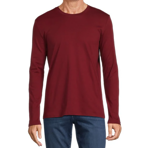 Men's Cabernet cotton jersey knit pullover long sleeve crew neck shirt - front view