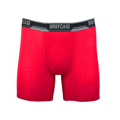 BRIEFCASE MEN'S SINGLE BOXER BRIEFS WITH INTERNAL POUCH - RED