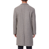 Men's long sleeve beige wool blend overcoat with 2 buttons at the front closer, large welt waist pockets and slightly oversized on a model - back view